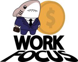 Tubarão chefe, ilustração, vetor, padrão, foco disciplina, motivacional, finança vetor