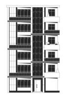 condomínio de vários andares Preto e branco 2d linha desenho animado objeto. dormitório habitação Estado. vivo construção multistory isolado vetor esboço item. propriedade monocromático plano local ilustração