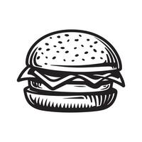 hamburguer Comida ícone branco fundo vetor Projeto.