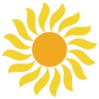 Sol logotipo ícone com encaracolado caligráfico raios, amarelo Sol cartão vetor