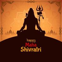 feliz maha Shivratri senhor shiva adoração religioso indiano festival cartão vetor