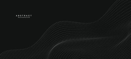abstrato preto, branco gradiente fluindo ponto acenando partícula geométrico tecnologia fundo. digital futurista Pato cinzento gradiente pontilhado aceno. conceito para Ciência, música cobrir, local na rede Internet, cabeçalho vetor