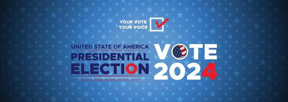 presidencial eleição dia dentro a Unidos estados. voto 2024. eleição 2024 EUA. político eleição campanha bandeira. fundo, publicar, bandeira, cartão, e poster Projeto com voto dia em novembro 5 nos vetor