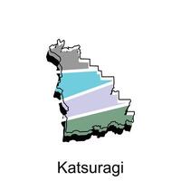 mapa cidade do Katsuragi geométrico logotipo projeto, abstrato geografia moderno logotipo vetor