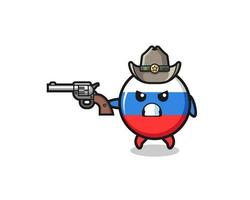 o cowboy da bandeira russa atirando com uma arma vetor