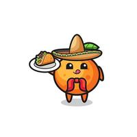 Mascote mexicano do chef mandarim segurando um taco vetor
