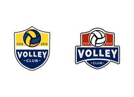 vetor voleibol campeonato logotipo com bola. esporte crachá para torneio ou campeonato.