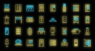 conjunto de ícones de camarim vector neon
