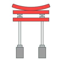 tradicional vermelho e Preto tori portão. Entrada portão para a têmpora. Projeto dentro desenho animado estilo elementos. vetor ilustração