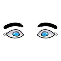 homem azul olhos quadrinho isolado em branco fundo. mão desenhado aberto olhos vetor