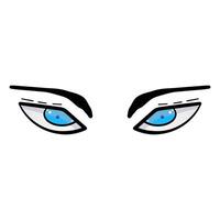 fêmea azul olhos quadrinho isolado em branco fundo. mão desenhado aberto fêmea olhos vetor