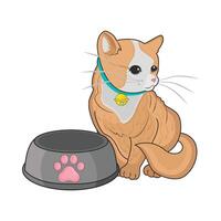 ilustração do gato com Comida vetor