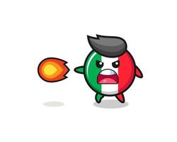 Mascote bonito da bandeira da itália está atirando com poder de fogo vetor