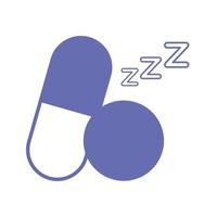 linha de pílulas para dormir e design de vetor de ícone de estilo de preenchimento
