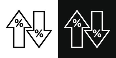 Alto e baixo por cento seta ícone vetor
