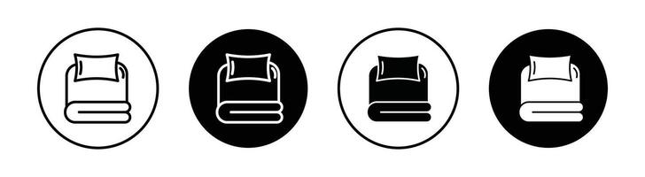 cama linho conjunto com almofadas ícone vetor