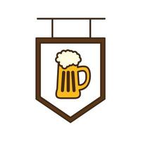 copo de cerveja na linha de banner e preenchimento de design de ícone de estilo vetor