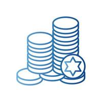 Design de vetor de ícone de estilo gradiente de moedas gelt judaicas