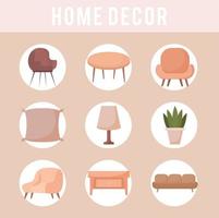 ícones de decoração para casa vetor