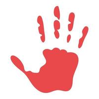 silhueta vermelha com uma mão e cinco dedos vetor