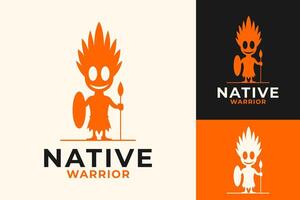 nativo tribal Guerreiro personagem logotipo Projeto vetor