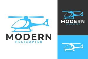 helicóptero azul moderno plano logotipo Projeto vetor
