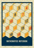 criativo caderno cobrir para matemática Nota com simétrico numérico cubo vetor