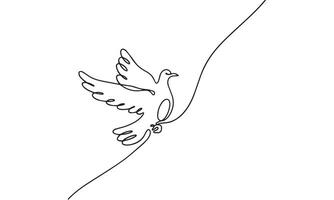 ilustração do pomba vôo contínuo linha vetor
