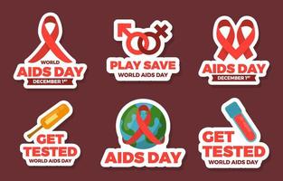 coleção de adesivos do dia mundial da aids vetor