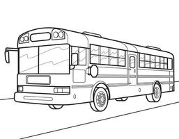 desenho animado ônibus ilustração. vetor ônibus ilustração para coloração livro