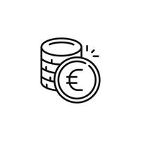 ícone de linha do euro isolado no fundo branco vetor