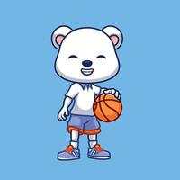 basquetebol polar Urso desenho animado vetor