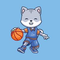 basquetebol Shiba inu desenho animado vetor