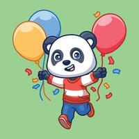aniversário panda fofa desenho animado vetor