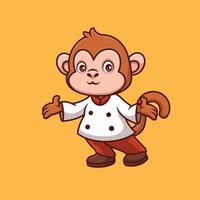chefe de cozinha macaco fofa desenho animado vetor