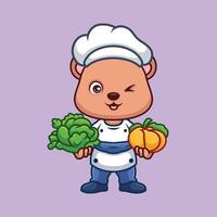 chefe de cozinha Urso fofa desenho animado personagem vetor