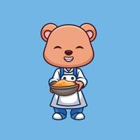 chefe de cozinha Urso fofa desenho animado personagem vetor