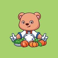 chefe de cozinha Urso fofa desenho animado personagem vetor