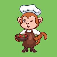 chefe de cozinha macaco fofa desenho animado vetor