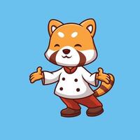 chefe de cozinha vermelho panda fofa desenho animado vetor