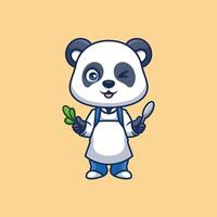 chefe de cozinha panda fofa desenho animado vetor