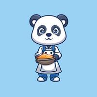 chefe de cozinha panda fofa desenho animado vetor