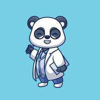 médico panda fofa desenho animado vetor