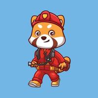 bombeiro vermelho panda fofa desenho animado vetor