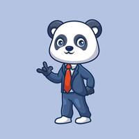 Gerente panda fofa desenho animado vetor