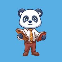 professor panda fofa desenho animado vetor