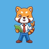 professor vermelho panda fofa desenho animado vetor