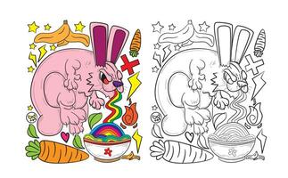 fofa animal rabisco ilustração para livro coloração página vetor