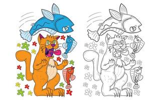 fofa animal rabisco ilustração para livro coloração página vetor