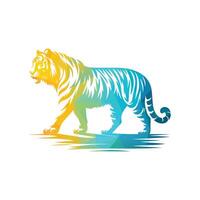 ilustração vetorial de design de logotipo de tigre rugindo vetor
